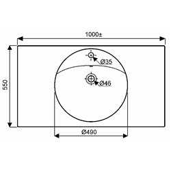 Préciosa 00162220000, Plan de toilette 100 cm sans trop plein