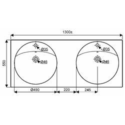 Préciosa 00163220000, Plan de toilette 130 cm sans trop plein