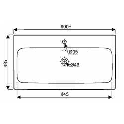 Lovely 00146600000, Plan de toilette 90 cm 1 trou percé