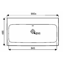 Lovely 00146610000, Plan de toilette 90 cm sans trou