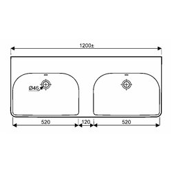 Jam 00135610000, Plan de toilette 120 cm 2 cuves sans trou