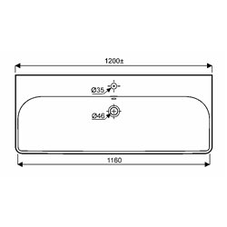 Jam 00134600000, Plan de toilette 120 cm 1 cuve 1 trou percé