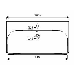 Jam 00132600000, Plan de toilette 90 cm 1 trou percé