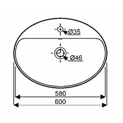 Geberit Variform 500.772.01.2 Vasque ovale 60 cm avec trop plein
