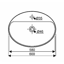 Geberit Variform 500.773.01.2 Vasque ovale 60 cm sans trop plein