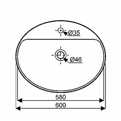 Geberit Variform 500.726.01.2 Vasque ovale 60 cm sans trop plein
