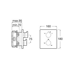 Insignia Mitigeur thermostatique A5A0C3AC00 2 voies pour bain douche