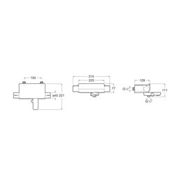 T-2000 Mitigeur thermostatique A5A1288C00 avec inverseur régulateur, bec rétractable et tablette en verre trempé, pour bain douc