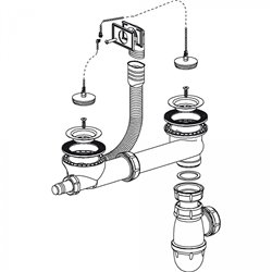 Bonde pour évier 2 cuves Ø 70 mm 265915 Blanc