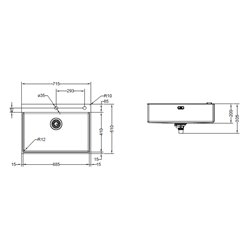 Box inox BXX210-68, 641047 Cuve simple 715x510 mm