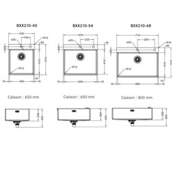 Box inox BXX210-40, 641016 Cuve simple 430x510 mm