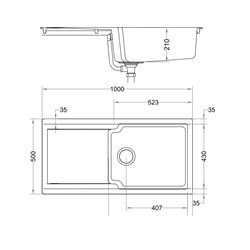 Kite Fradeko KITE 105 167871 Blanc 1000x500 mm