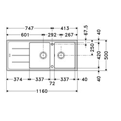 Basis Fragranit+ BFG621 462204 1160x500 mm Onyx