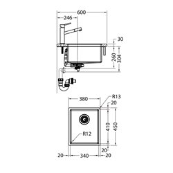 Box inox BXX110-34, 652906 vidage automatique