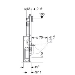 Bâti-support Duofix pour WC suspendu 112 cm avec réservoir à encastrer  Sigma 12 cm autoportant renforcé 111.380.00.5 Geberit