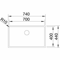 Claron 700-U 523387, Durinox cuve simple 740x440 mm