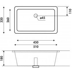 Padoga SVP760 006 rectangulaire 510x320x180 mm blanc