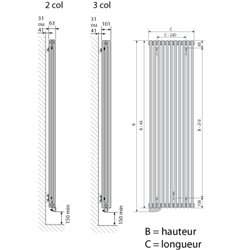 Epok Vertical 3632020C 3 colonnes 2000 Watts couleur