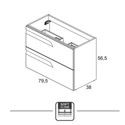 Ancomalin 738164 caisson 80 cm 2 tiroirs Blanc