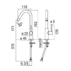 Robinet lave-mains 859083 New Anco 2 H 263 mm