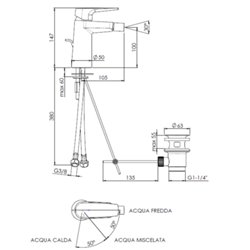 Mitigeur monocommande bidet 859057 New Anco H 147mm