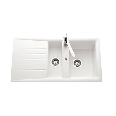 Polka EV277VE 006 1 bac et demi + 1 égouttoir Blanc Polka EV277VE 006 1 bac et demi + 1 égouttoir Blanc