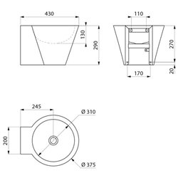 Mini Baila 120180 sans trou de robinetterie poli satiné
