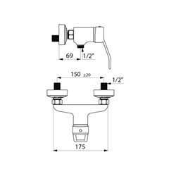 Mitigeur douche 2539 à cartouche classique raccords STOP/CHECK
