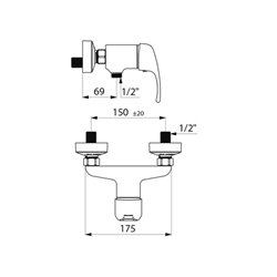 Mitigeur douche 2239 à cartouche classique raccords STOP/CHECK
