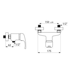 Mitigeur douche 2239S à cartouche classique raccords standards