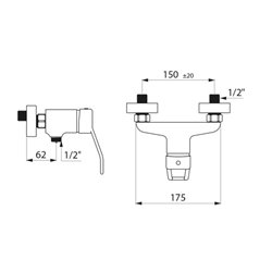 Mitigeur douche 2539EPS à équilibrage de pression, raccords standards
