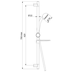 Ensemble de douche 801 Ø22 mm monojet