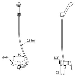 Ensemble de douche 2239EPSHYG autovidable raccords standards