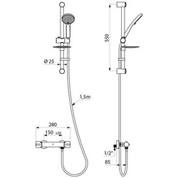 Ensemble de douche Securitherm H9739KIT raccords stop/check