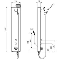 Panneau de douche Securitherm 792330 temporisé, alimentation cachée par flexibles