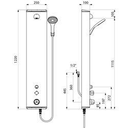 Panneau de douche Securitherm 792334 temporisé, alimentation cachée par flexibles