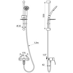Ensemble de douche 2539EPSKIT à équilibrage de pression , standard, raccords standards