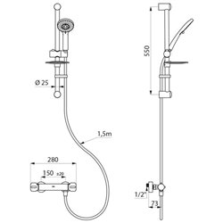 Ensemble de douche Securitherm H9739SKIT raccords standards