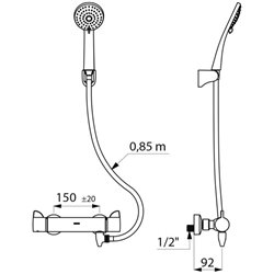 Ensemble de douche Securitherm Securitouch H9741HYG raccords stop/check