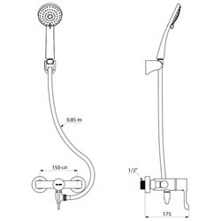 Ensemble de douche Securitherm Securitouch H9630SHYG raccords standards