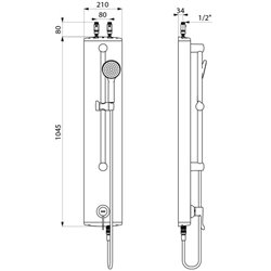 Panneau de douche Securitherm H9635 avec douchette alimentation cachée par flexibles