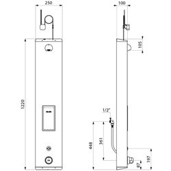 Panneau de douche Securitherm 792514 sur secteur, alimentation cachée par flexibles avec porte-savon