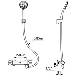 Ensemble de douche Securitherm H9739HYG raccords stop/check