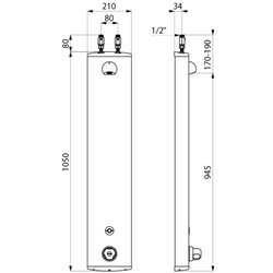 Panneau de douche Securitherm 792400 alimentation haute par robinets d'arrêt droits