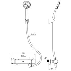 Ensemble de douche Securitherm Securitouch H9741SHYG raccords standards