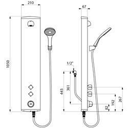 Panneau de douche Securitherm 792380 non temporisé, alimentation cachée par flexibles