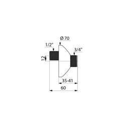 Raccords 856027.2P entraxe 12 mm, L. 60 mm Ø70 mm