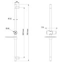 Barre de douche 820 Ø22 mm  