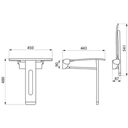Siège de douche rabattable amovible 511930W blanc mat