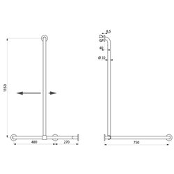 Barre d'angle 2 murs avec remontée verticale coulissante Basic époxy 35481W Blanc  